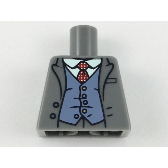 Torso Jacket, White Shirt, Red Tie with White Spots, Sand Blue Vest Pattern