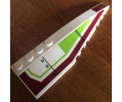 Wedge 12 x 3 Right with Dark Red and Lime Pattern (Stickers) - Set 7679