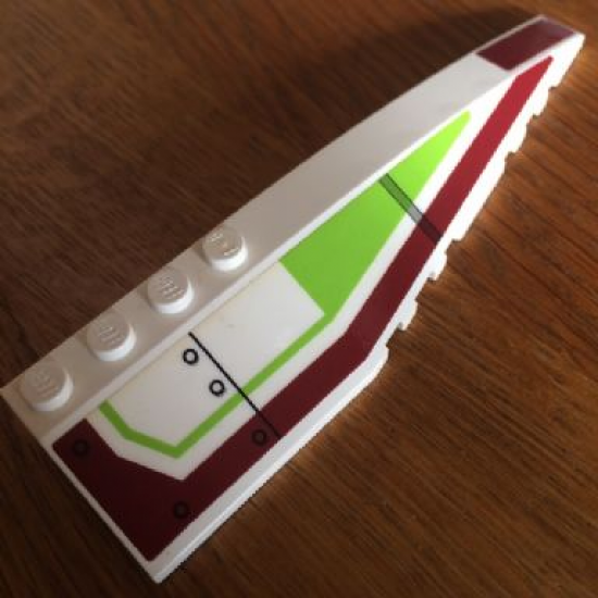 Wedge 12 x 3 Right with Dark Red and Lime Pattern (Stickers) - Set 7679