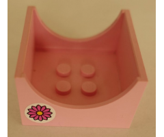 Container Box 4 x 4 x 2 Bottom with Semicircle Cutout Ends with Flower Pattern on Both Sides (Stickers) - Set 6547