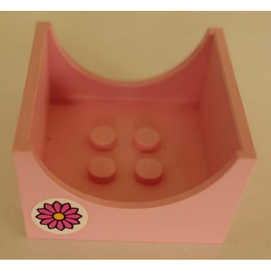 Container Box 4 x 4 x 2 Bottom with Semicircle Cutout Ends with Flower Pattern on Both Sides (Stickers) - Set 6547