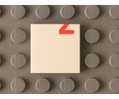 Tile 2 x 2 with Red '2' Lower Half Pattern