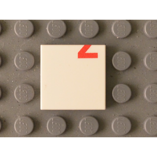 Tile 2 x 2 with Red '2' Lower Half Pattern