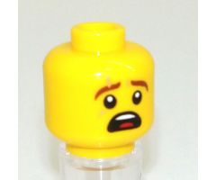Minifigure, Head Dual Sided Reddish Brown Eyebrows with Scar, Surprised / HUD with Black Screen, Medium Azure Highlights Pattern - Hollow Stud