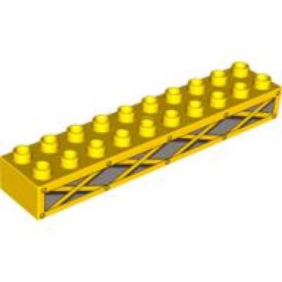 Duplo, Brick 2 x 10 with Yellow Girders on Light Bluish Gray Pattern