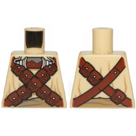 Torso SW Tusken Raider with Reddish Brown Crossed Belts with Pouches and Breathing Apparatus Pattern
