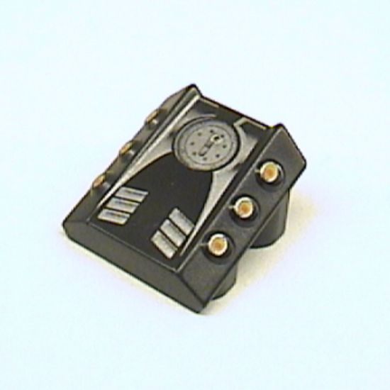 Brick, Modified 2 x 2 No Studs, Sloped with 6 Side Pistons Raised and Silver Engine Pattern