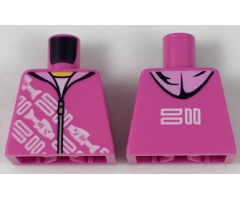 Torso Hoodie with White Rectangles and Fish Pattern