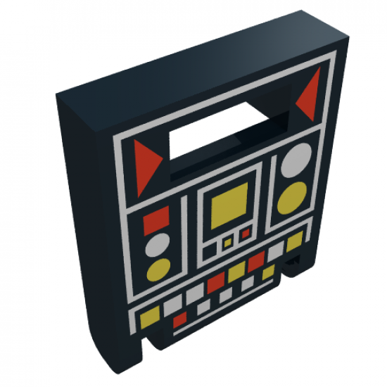 Container Box 2 x 2 x 2 Door with Slot and Red and Yellow Controls Pattern