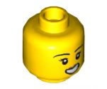 Minifigure, Head Female Black Eyebrows, Eyelashes, Peach Lips, Scared Open Mouth with Teeth Pattern - Hollow Stud