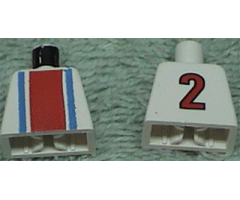 Torso Soccer Vertical Striped Red/Blue and No. 2 Back Pattern