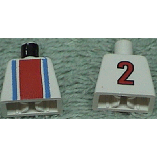 Torso Soccer Vertical Striped Red/Blue and No. 2 Back Pattern