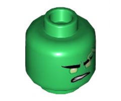 Minifigure, Head Yellowish Green Eyes and Spinjitzu Burst Electricity with Lopsided Frown Pattern (Lloyd) - Hollow Stud