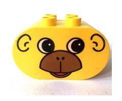 Duplo, Brick 2 x 4 x 2 Rounded Ends with Monkey Face Pattern