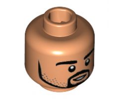 Minifigure, Head Black Beard and Stubble, White Pupils, Small Open Smile Pattern (Sami Khedira) - Hollow Stud