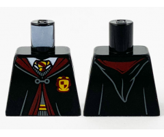 Torso Hogwarts Robe Clasped over Dark Bluish Gray Sweater, Dark Red and Bright Light Orange Tie and Trim Pattern