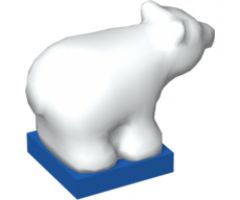 Duplo, Animal Bear Baby Cub on Blue Base with Medium Azure Round Eyes and Oval Nose