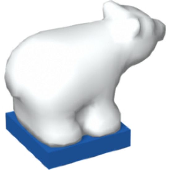 Duplo, Animal Bear Baby Cub on Blue Base with Medium Azure Round Eyes and Oval Nose