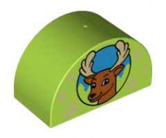 Duplo, Brick 2 x 4 x 2 Curved Top with Deer and Paw Prints Pattern