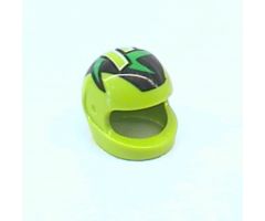Minifigure, Headgear Helmet Motorcycle (Standard) with Lime M, Black/Red/Green Pattern