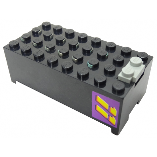 Electric, Battery Box 9V Small Without Battery Cover with Yellow '11' on Purple Background Pattern on Both Sides (Stickers) - Sets 3038 / 8266