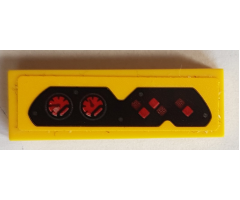 Tile 1 x 3 with Red Gauges and Buttons Pattern (Sticker) - Set 76086