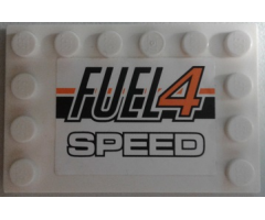 Tile, Modified 4 x 6 with Studs on Edges with 'FUEL4 SPEED' on Black and Orange Stripes Pattern (Sticker) - Set 8135