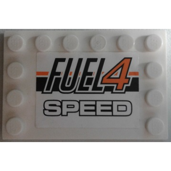 Tile, Modified 4 x 6 with Studs on Edges with 'FUEL4 SPEED' on Black and Orange Stripes Pattern (Sticker) - Set 8135