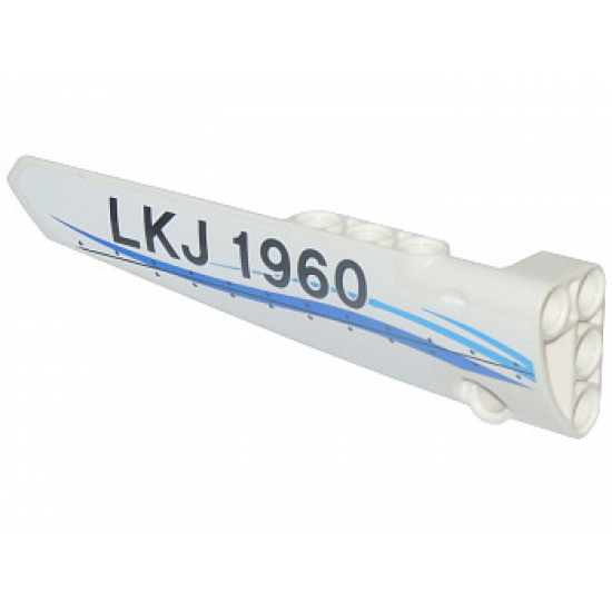 Technic, Panel Fairing # 5 Long Smooth, Side A with Blue Curved Stripes and 'LKJ 1960' Pattern (Sticker) - Set 42025
