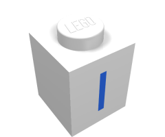 Brick 1 x 1 with Blue 'I' Pattern