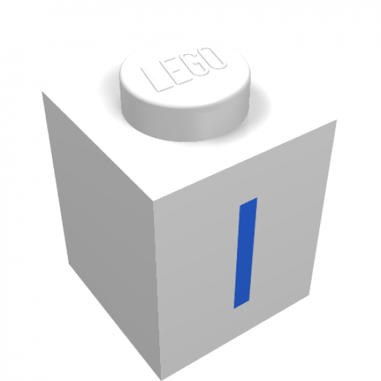 Brick 1 x 1 with Blue 'I' Pattern