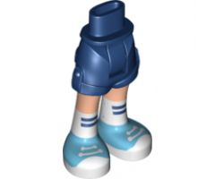 Mini Doll, Legs with Hips and Shorts, Light Nougat Legs, White Knee Socks with Dark Blue Stripes, Medium Azure Sneakers Pattern