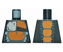 Torso Ninjago Snake with Silver Badge and Orange Scales Pattern (Skalidor)
