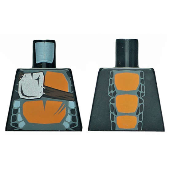 Torso Ninjago Snake with Silver Badge and Orange Scales Pattern (Skalidor)