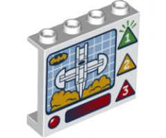 Panel 1 x 4 x 3 with Side Supports - Hollow Studs with Batwing Jet Control Panel and '3 2 1' Readout Pattern