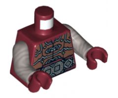 Torso LotR Armor with Belt with Large Silver Buckle and Diamond Pattern / Flat Silver Arms / Dark Red Hands