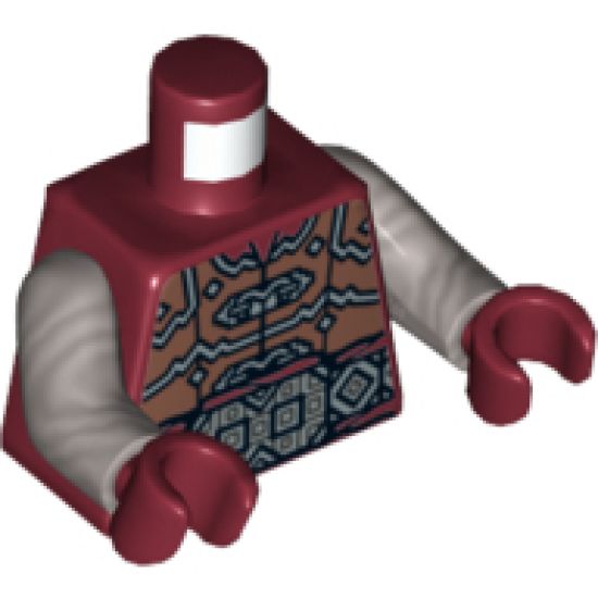 Torso LotR Armor with Belt with Large Silver Buckle and Diamond Pattern / Flat Silver Arms / Dark Red Hands