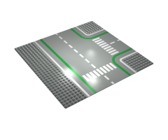 Baseplate, Road 32 x 32 7-Stud T Intersection with Crosswalks Pattern