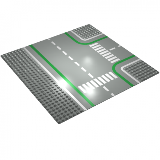 Baseplate, Road 32 x 32 7-Stud T Intersection with Crosswalks Pattern