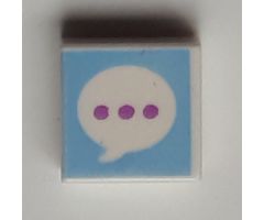 Tile 1 x 1 with Medium Lavender Ellipsis in Speech Bubble on Bright Light Blue Background Pattern
