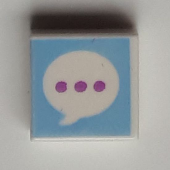 Tile 1 x 1 with Medium Lavender Ellipsis in Speech Bubble on Bright Light Blue Background Pattern