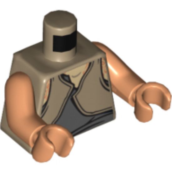 Torso SW Gungan Dark Bluish Gray / Light Brown Shirts Front and Back Pattern / Nougat Arms / Nougat Hands