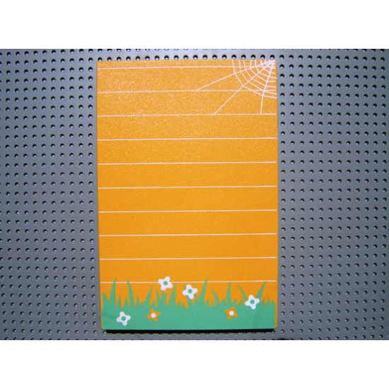 Scala Wall, Vertical Grooved 18 x 2 x 22 2/3, with Medium Green & White / Orange with Grass Pattern (Set 3124)