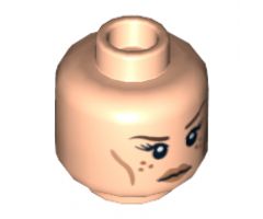 Minifigure, Head Dual Sided LotR Tauriel, Freckles, Calm / Angry, Bared Teeth Pattern - Hollow Stud