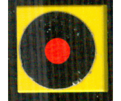 Tile 2 x 2 with Black Circle with Red Center (Vinyl Record) Pattern (Sticker) - Set 268