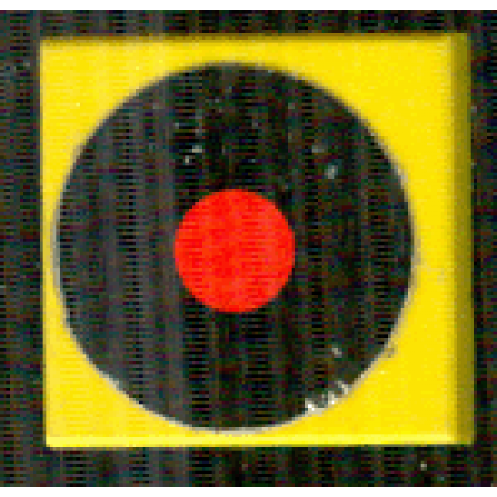 Tile 2 x 2 with Black Circle with Red Center (Vinyl Record) Pattern (Sticker) - Set 268