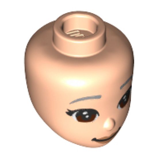 Mini Doll, Head Friends with Dark Bluish Gray Eyebrow, Reddish Brown Eyes and Peach Lips Pattern
