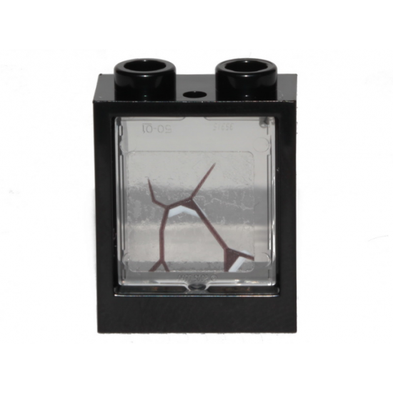 Window 1 x 2 x 2 Flat Front with Trans-Clear Glass with Black Scratch Pattern 2 (Sticker) - Set 70419
