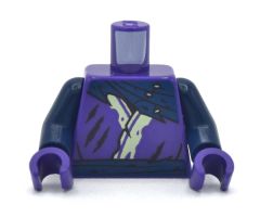 Torso Tunic with Yellowish Green Hem, Dark Blue Scarf, Belt and Ghost Yin Yang on Back Pattern / Dark Blue Arms / Dark Purple Hands