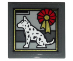 Tile, Modified 2 x 2 Inverted with Dalmatian Dog and Award Ribbon Pattern (Sticker) - Set 10263